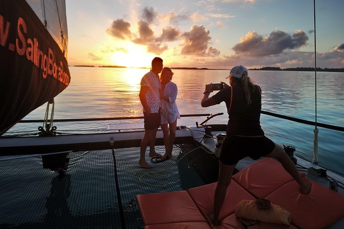LUXURY Catamaran Bora Bora : The Sunset Escape - What the catamaran ride feels like: nets, sunbeds, and open-air reality