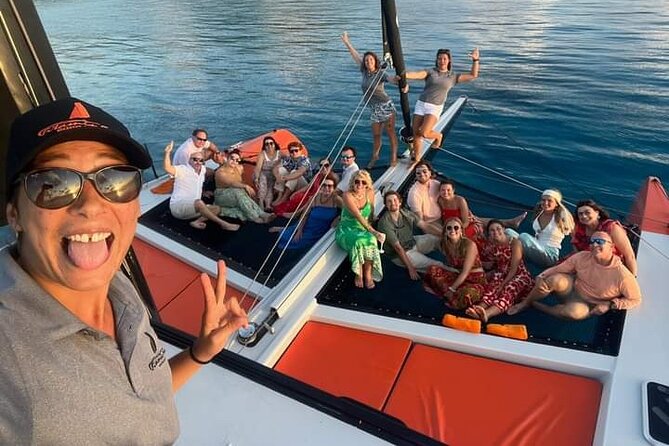 LUXURY PRIVATE Catamaran Bora Bora : The Sunset Escape - Stop 1 at Vitamin Sea Bora Bora: Mats, Music, Drinks, and Photos