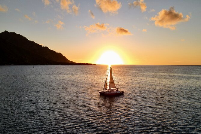 PRIVATE Sunset Cruise : Moorea Sailing on a Catamaran named Taboo - The route that creates the best sunset views: Cook’s Bay, outerreef, then Opunohu Bay