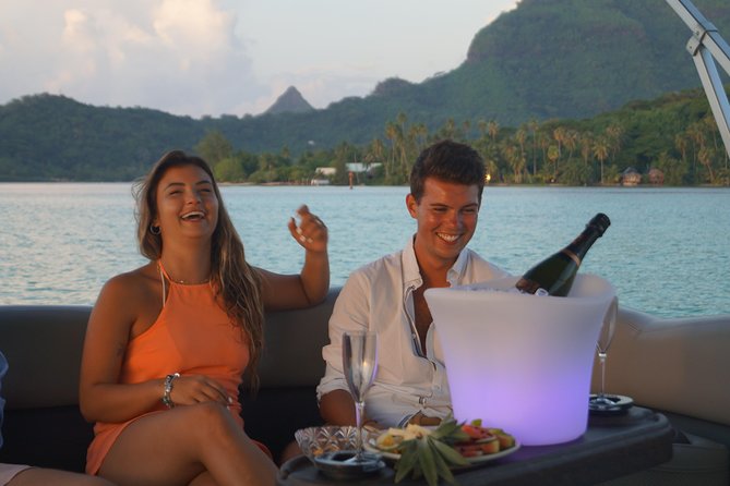 Toa Boat Bora Bora Private Sunset On Majestic Pontoon Boat - Who this is best for: couples, proposals, and vow renewals