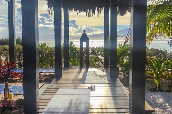 Yoga at sunrise at Sofitel Moorea, overlooking Tahiti - The View You Get While You Stretch Toward Tahiti